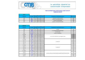 TARIF DISTRIBUTEUR CARTOUCHES LASER MAI 2011 - FBS93