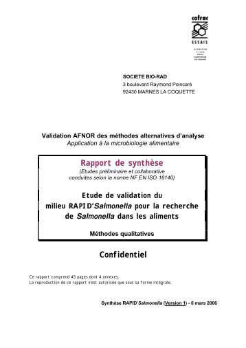 Rapport de synthèse BRD 07-11 12-05 (fr) - NF VALIDATION