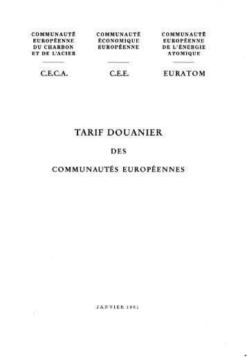 TARIF DOUANIER