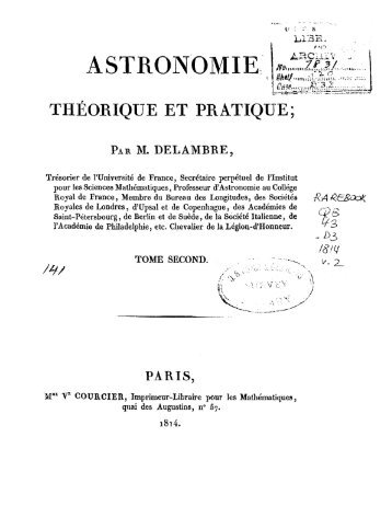 Astronomie thâeorique et pratique / par M Delambre - NOAA