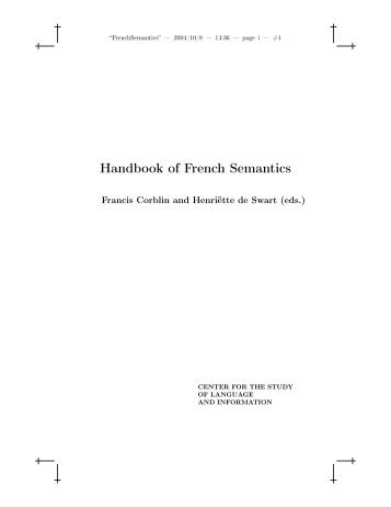 Handbook of French Semantics - Francis Corblin - Free
