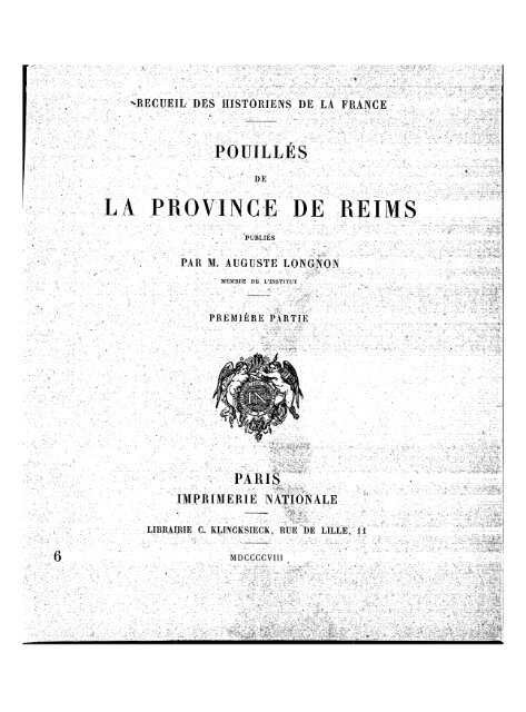 Pouillés de la province de Reims / publ. par M. Auguste Longnon ...