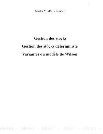 Gestion des stocks deterministe - Variantes du modele de Wilson