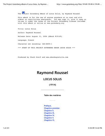 The Project Gutenberg eBook of Locus Solus, by Raymond Roussel