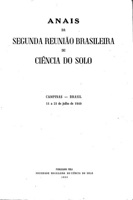 SEGUNDA REUMÄO BRASILEIRA CIÊNCIA DO SOLO