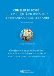 Combler le fossé : de la politique à l'action sur les déterminants ...