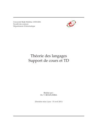 Théorie des langages Support de cours et TD