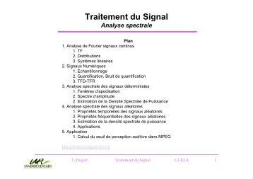 Traitement du Signal - Thierry PAQUET - Free