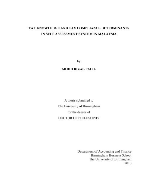 Tax knowledge and tax compliance determinants in self assessment