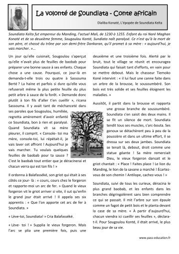 La volonté de Soundiata - Conte africain- Cm1 - Cm2 - Pass Education