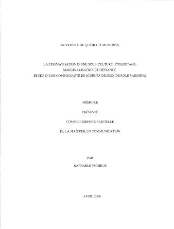 La stigmatisation d'une sous-culture : étiquetage ... - Archipel