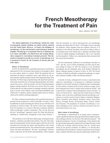 French Mesotherapy for the Treatment of Pain