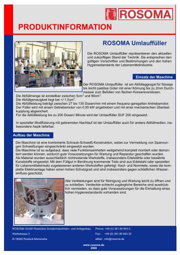 PRODUKTINFORMATION ROSOMA Umlauffüller