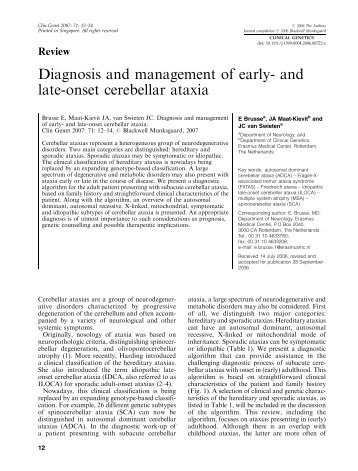Diagnosis and management of early- and late-onset cerebellar ataxia