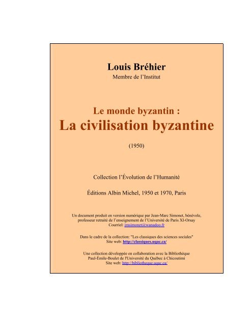 Louis Bréhier, La civilisation byzantine - Les Classiques des ...