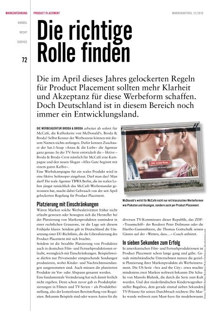 "Product Placement - Die richtige Rolle finden ... - Waldner.TV