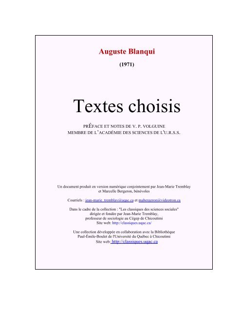 Auguste Blanqui Textes Choisis Le Cras