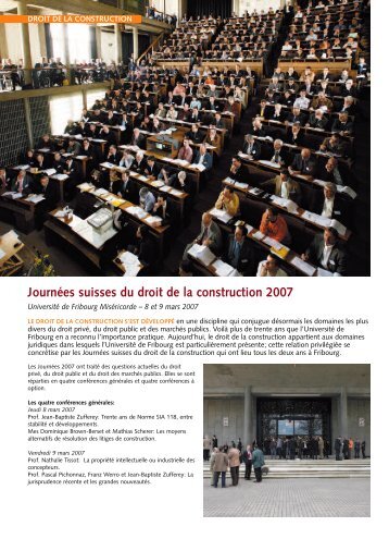 Journées suisses du droit de la construction 2007