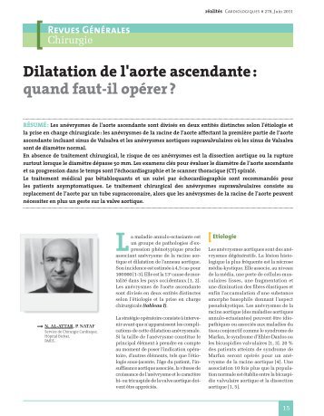 Dilatation de l'aorte ascendante - Réalités Cardiologiques