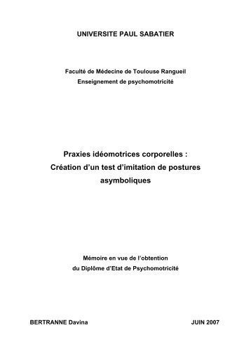 Praxies idéomotrices corporelles - Institut de Formation en ...