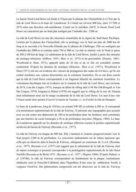 Evolution géologique du domaine Péri-Calédonien. Rapport de Thèse