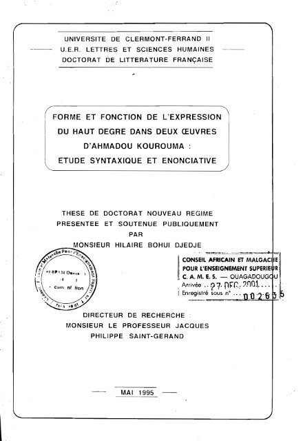 Forme Et Fonction De L Expression Du Haut Degre Dans Deux œuvres D