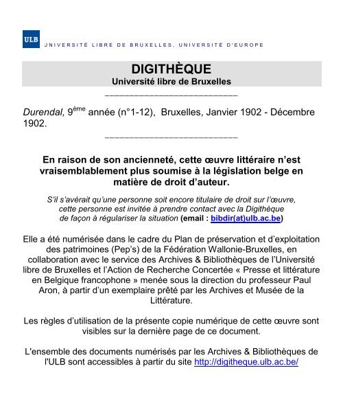 Digithèque - Université Libre De Bruxelles