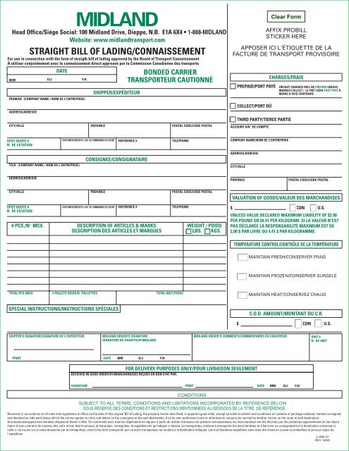 BILL OF LADING CONNAISSEMENT X - Anciens Et Réunions