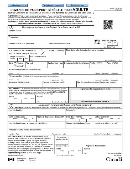 Renouvellement passeport canadien