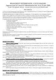 Téléchargez le réglement complet au format PDF - Lycée BAGGIO