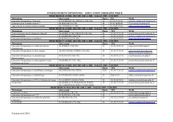 Programme des enseignements - Faculté de médecine Paris ...