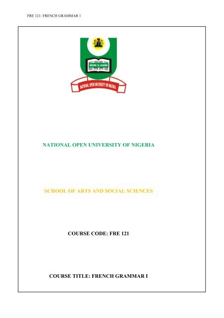 French Grammar I - National Open University of Nigeria