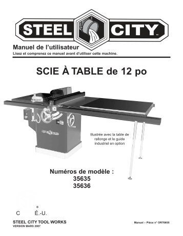 SCIE À TABLE de 12 po - Steel City Tool Works