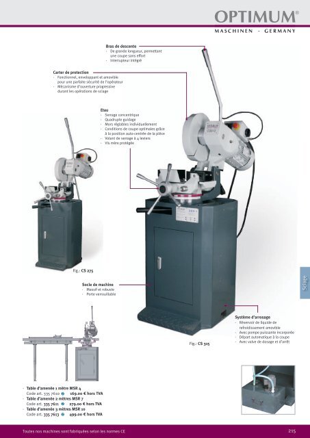 Scies circulairesScies circulaires - Optimachines