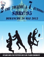 Plaquette du tournoi junior - Stade Domontois Rugby Club
