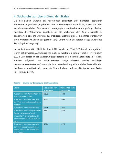 ausführliche Test- und Skalendokumentation - ZPID