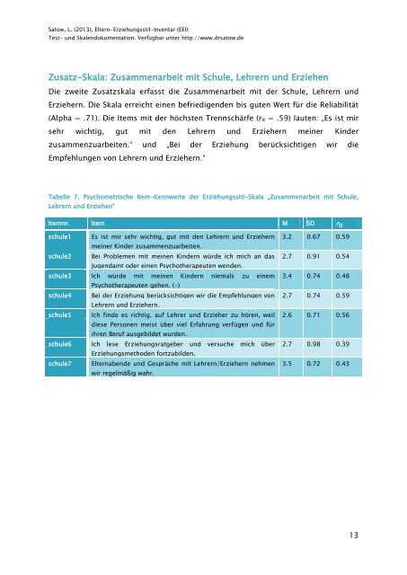 ausführliche Test- und Skalendokumentation - ZPID