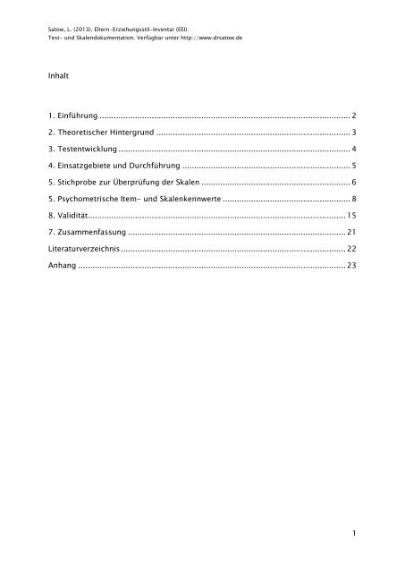 ausführliche Test- und Skalendokumentation - ZPID