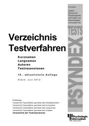 Verzeichnis Testverfahren geordnet nach Langnamen - ZPID