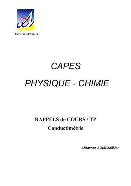 CAPES PHYSIQUE - CHIMIE - Université d'Angers