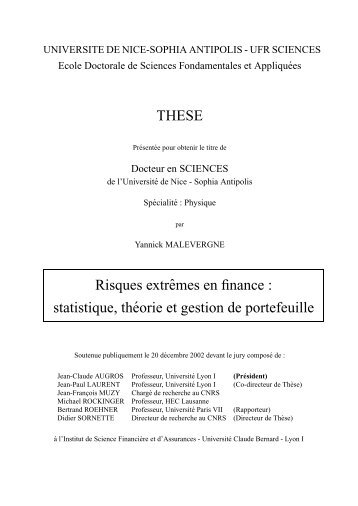 statistique, théorie et gestion de portefeuille - Docs at ISFA