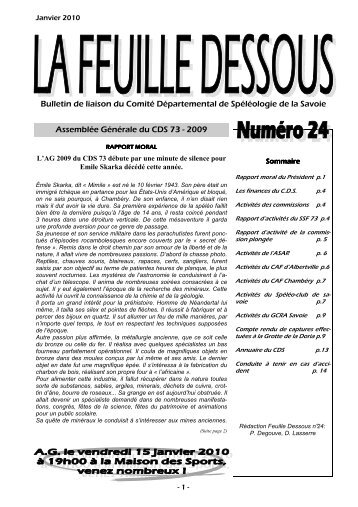 Feuille n°24.pub - Comité Départemental de Spéléologie de la Savoie