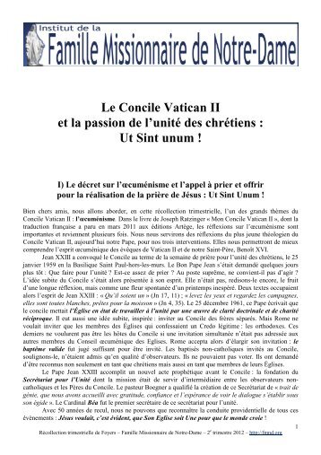 Le décret sur l'oecuménisme du Concile Vatican II - Famille ...