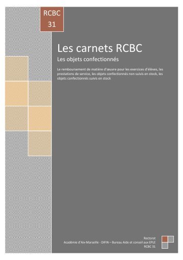 Objets confectionnés Les carnets RCBC - Académie d'Aix-Marseille