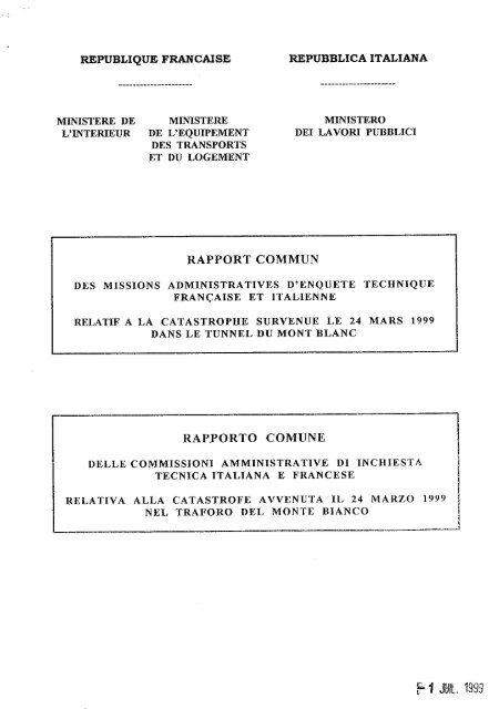 le rapport Marec-Duffé-Cialdini - Autoroutes et Tunnel du Mont Blanc