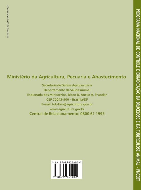 PNCEBT to - Ministério da Agricultura, Pecuária e Abastecimento