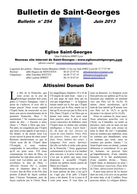 Bulletin de Saint-Georges - EGLISE SAINT GEORGES à Lyon