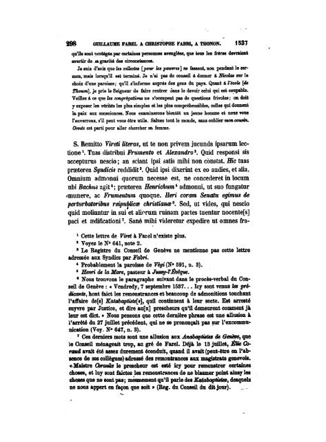 Correspondance des réformateurs dans les pays de langue française