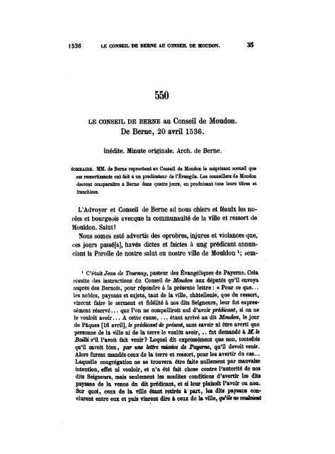 Correspondance des réformateurs dans les pays de langue française