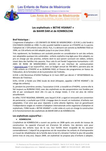 présentation des orphelinats BETHE HISANAT - Les Enfants de ...